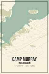 Retro US city map of Camp Murray, Washington. Vintage street map.