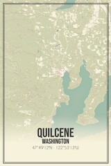 Retro US city map of Quilcene, Washington. Vintage street map.