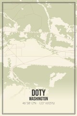 Retro US city map of Doty, Washington. Vintage street map.