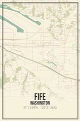 Retro US city map of Fife, Washington. Vintage street map.