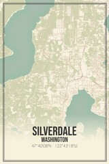 Retro US city map of Silverdale, Washington. Vintage street map.