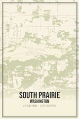 Retro US city map of South Prairie, Washington. Vintage street map.
