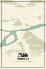 Retro US city map of Lyman, Washington. Vintage street map.