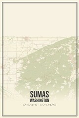 Retro US city map of Sumas, Washington. Vintage street map.