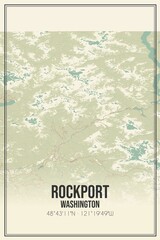 Retro US city map of Rockport, Washington. Vintage street map.