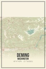 Retro US city map of Deming, Washington. Vintage street map.