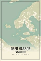 Retro US city map of Deer Harbor, Washington. Vintage street map.