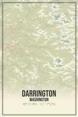 Retro US city map of Darrington, Washington. Vintage street map.