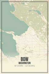 Retro US city map of Bow, Washington. Vintage street map.
