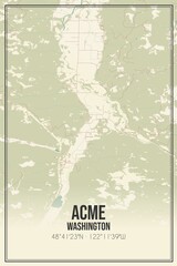 Retro US city map of Acme, Washington. Vintage street map.