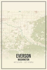 Retro US city map of Everson, Washington. Vintage street map.