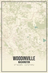 Retro US city map of Woodinville, Washington. Vintage street map.