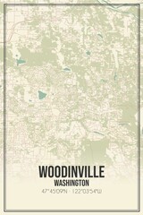 Retro US city map of Woodinville, Washington. Vintage street map.