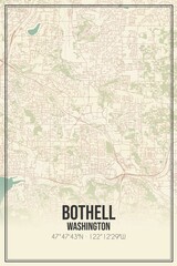 Retro US city map of Bothell, Washington. Vintage street map.