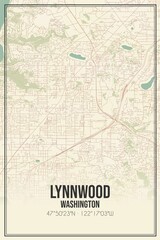 Fototapeta premium Retro US city map of Lynnwood, Washington. Vintage street map.