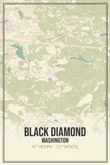 Retro US city map of Black Diamond, Washington. Vintage street map.