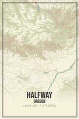 Retro US city map of Halfway, Oregon. Vintage street map.