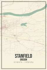 Fototapeta premium Retro US city map of Stanfield, Oregon. Vintage street map.