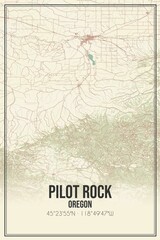 Retro US city map of Pilot Rock, Oregon. Vintage street map.