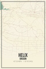 Retro US city map of Helix, Oregon. Vintage street map.
