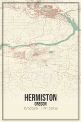 Retro US city map of Hermiston, Oregon. Vintage street map.