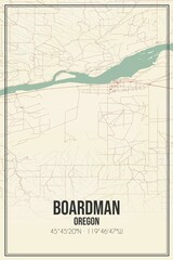Retro US city map of Boardman, Oregon. Vintage street map.