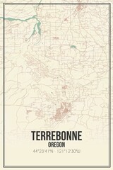 Retro US city map of Terrebonne, Oregon. Vintage street map.