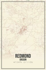 Fototapeta premium Retro US city map of Redmond, Oregon. Vintage street map.