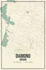 Retro US city map of Diamond, Oregon. Vintage street map.