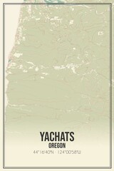 Retro US city map of Yachats, Oregon. Vintage street map.