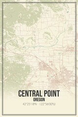 Retro US city map of Central Point, Oregon. Vintage street map.
