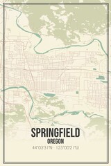 Retro US city map of Springfield, Oregon. Vintage street map.