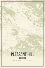 Retro US city map of Pleasant Hill, Oregon. Vintage street map.