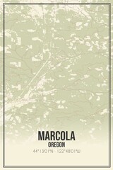 Retro US city map of Marcola, Oregon. Vintage street map.