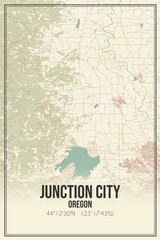 Retro US city map of Junction City, Oregon. Vintage street map.