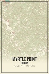 Retro US city map of Myrtle Point, Oregon. Vintage street map.