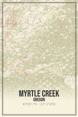 Retro US city map of Myrtle Creek, Oregon. Vintage street map.