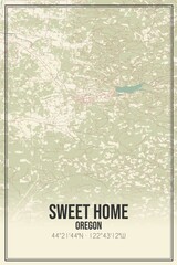 Retro US city map of Sweet Home, Oregon. Vintage street map.