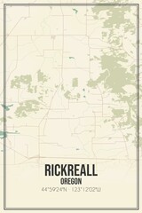 Retro US city map of Rickreall, Oregon. Vintage street map.