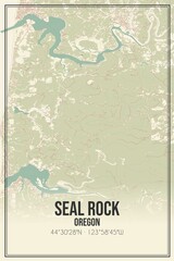 Retro US city map of Seal Rock, Oregon. Vintage street map.