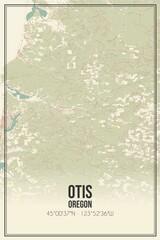 Retro US city map of Otis, Oregon. Vintage street map.