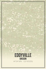 Retro US city map of Eddyville, Oregon. Vintage street map.