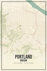 Fototapeta na wymiar Retro US city map of Portland, Oregon. Vintage street map.