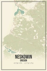 Retro US city map of Neskowin, Oregon. Vintage street map.