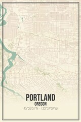 Retro US city map of Portland, Oregon. Vintage street map.