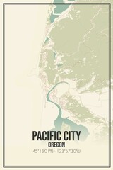 Retro US city map of Pacific City, Oregon. Vintage street map.