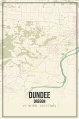 Retro US city map of Dundee, Oregon. Vintage street map.