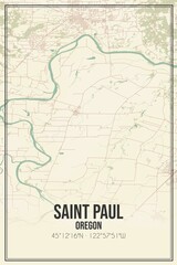 Retro US city map of Saint Paul, Oregon. Vintage street map.
