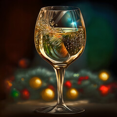 New Year's celebration, a drink in a glass.