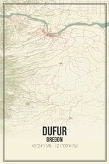 Retro US city map of Dufur, Oregon. Vintage street map.